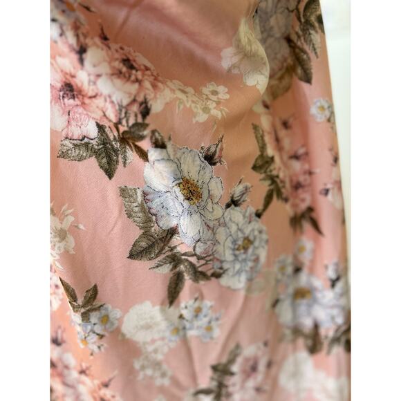 NWT Nasty Gal Pink Floral Satin Cowl Neck Slip Dress - Picture 2 of 8